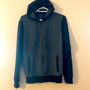 Guess - Gray & Black Full Zip  Hoodie Sweater - Men’s XS